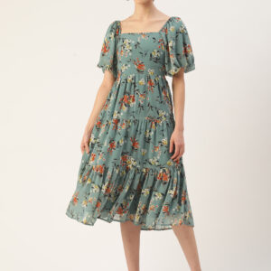 Floral Georgette A-Line Midi Dress