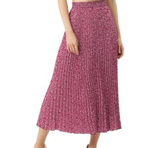 Floral Printed Crepe Accordion Pleated Midi Skirt