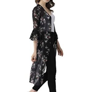 Women Black & Off-White Printed Longline Shrug