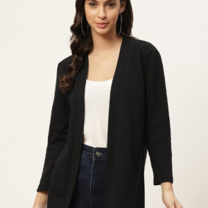 Women Black Solid Shrug