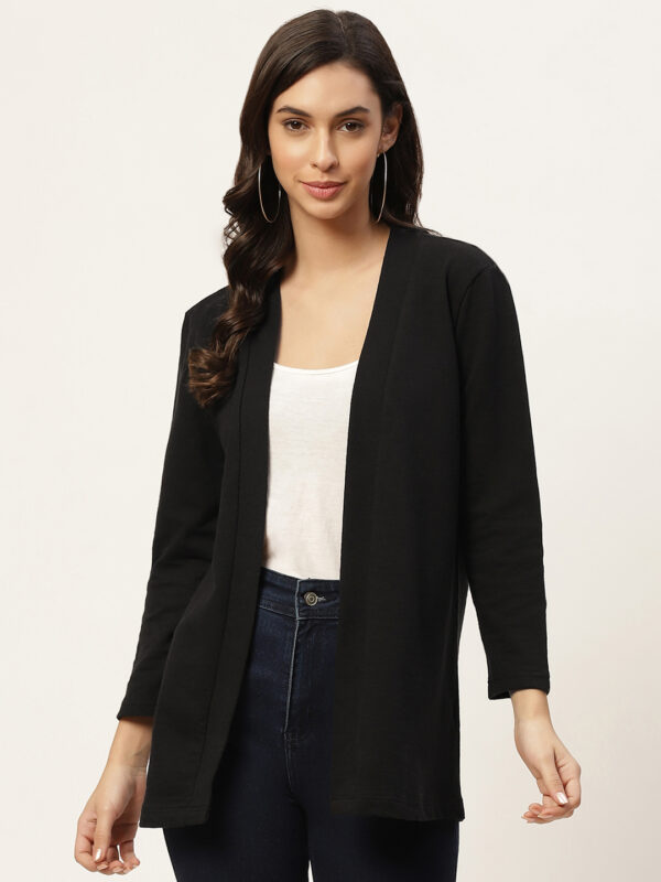 Women Black Solid Shrug