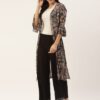 Women Grey & Beige Printed Longline Shrug - Image 4