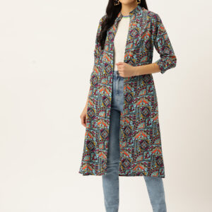 Women Floral Printed Longline Shrug