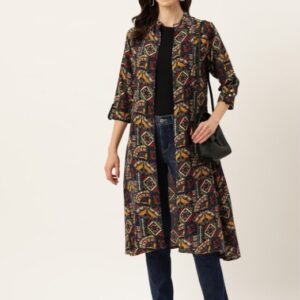 Printed Longline Open Front Shrug