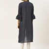 Women Navy Blue & White Polka Dots Printed Open Front Shrug - Image 4