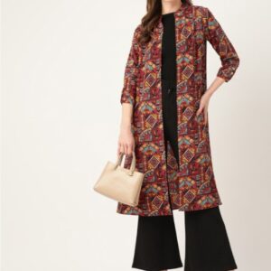 Printed Open Front Longline Shrug