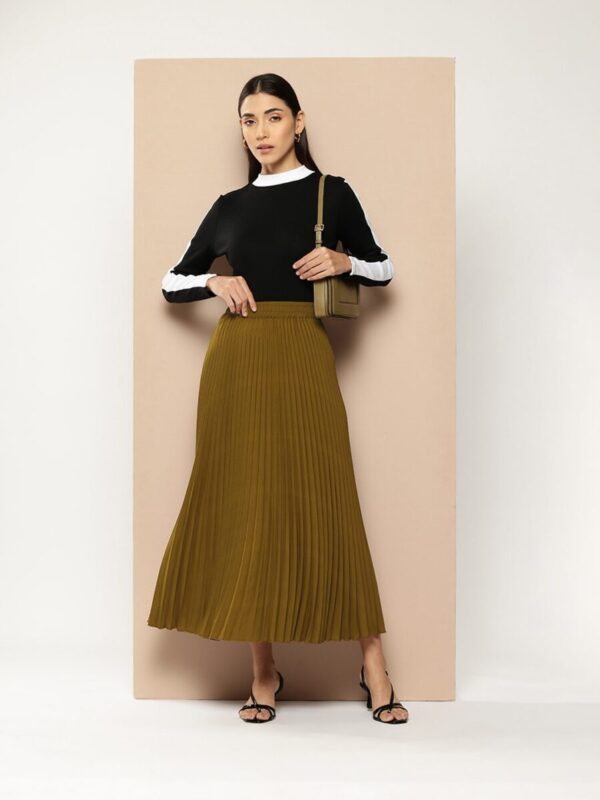 Accordion Pleats Maxi Flared Skirt - Image 5