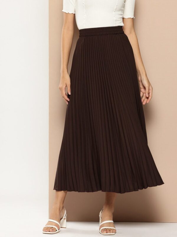 Accordion Pleats Maxi Flared Skirt
