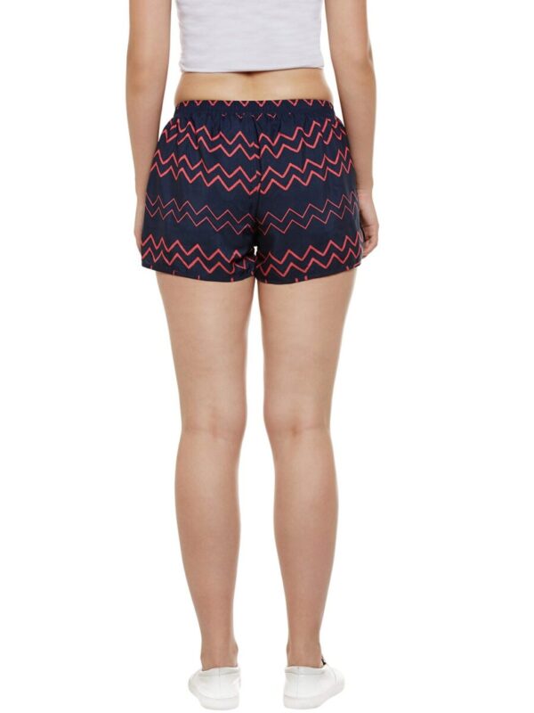 Women Navy & Pink Chevron Print Regular Fit Shorts - Image 5
