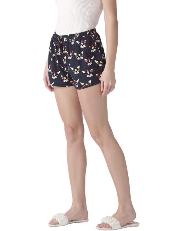 Women Navy Blue Printed Regular Fit Casual Shorts - Image 2