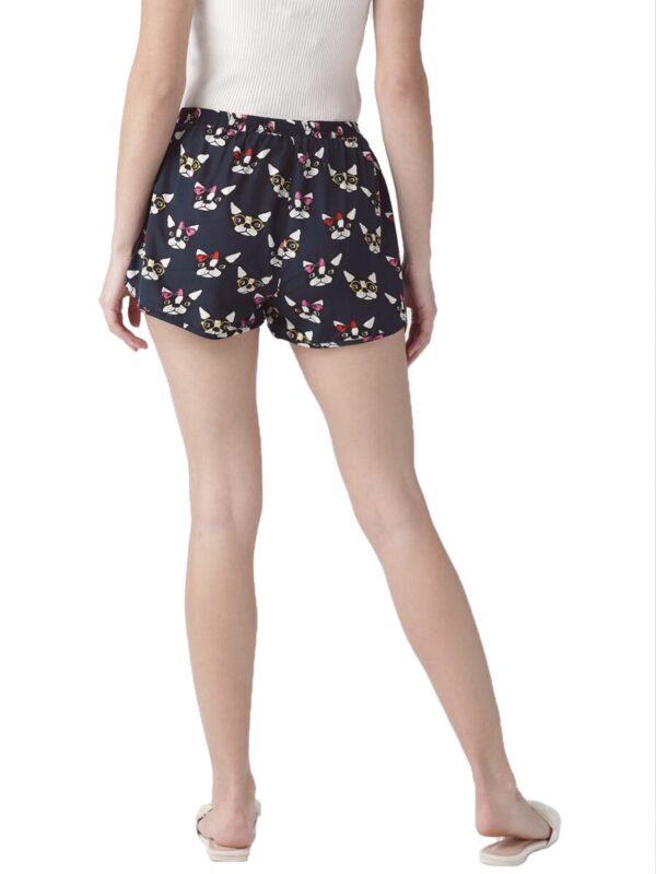 Women Navy Blue Printed Regular Fit Casual Shorts - Image 3