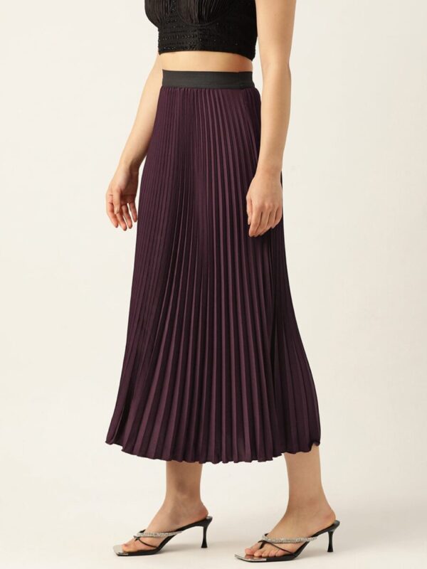Accordion Pleated Flared Midi Skirt - Image 3