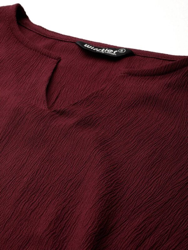 Flared Sleeve Crepe Cinched Waist Top - Image 2