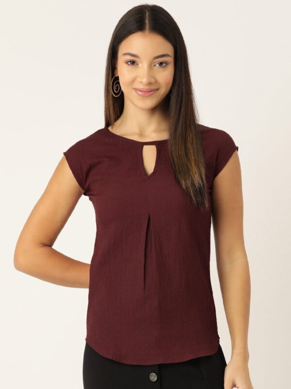 Keyhole Neck Crepe Top
