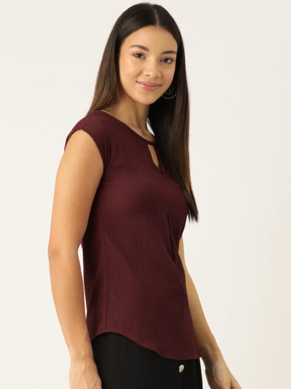 Keyhole Neck Crepe Top - Image 3