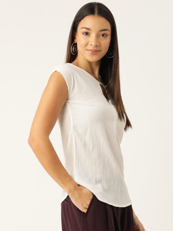 Keyhole Neck Extended Sleeves Crepe Top - Image 4