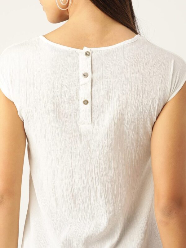 Keyhole Neck Extended Sleeves Crepe Top - Image 2