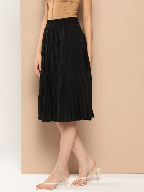 Accordion Pleats Flared Midi Skirt - Image 3