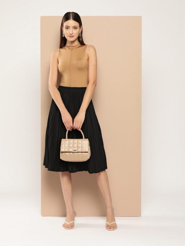 Accordion Pleats Flared Midi Skirt - Image 4