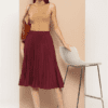 Accordion Pleats Flared Midi Skirt - Image 3