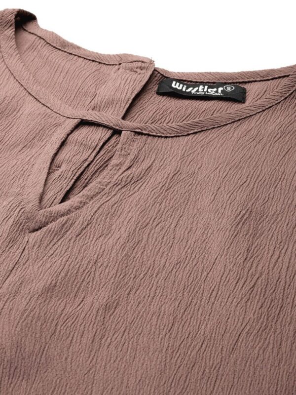 Keyhole Neck Extended Sleeves Crepe Top - Image 6
