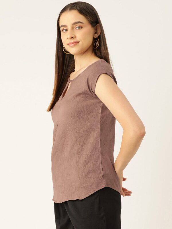Keyhole Neck Extended Sleeves Crepe Top - Image 3