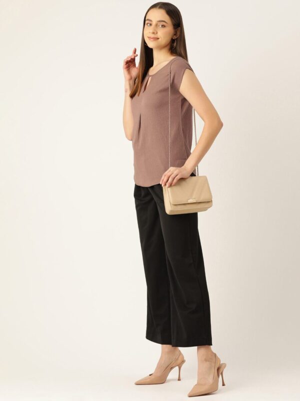 Keyhole Neck Extended Sleeves Crepe Top - Image 2